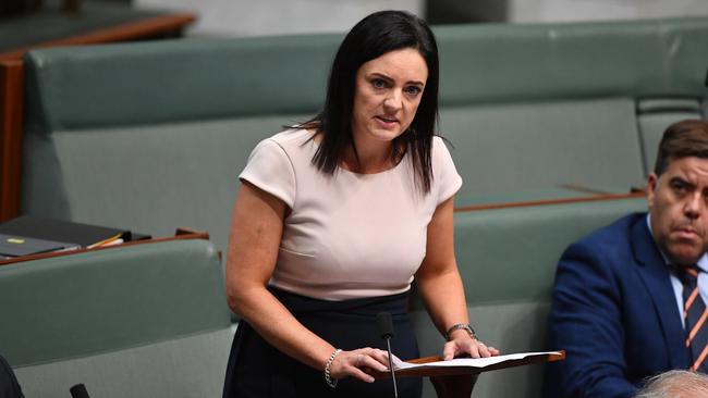 Labor member for Lindsay Emma Husar makes a statement after Question Time in the House of Representatives at Parliament House in Canberra, Thursday, December 6, 2018. The Western Sydney MP told parliament on Thursday she had launched the legal action against BuzzFeed and journalist Alice Workman over the August 2 story. (AAP Image/Mick Tsikas) NO ARCHIVING