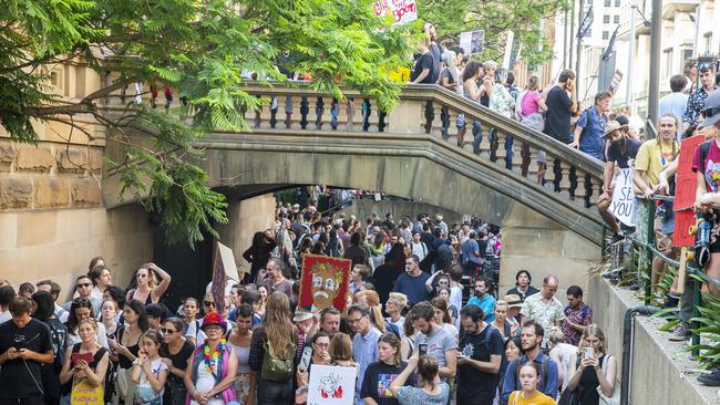 Climate protesters in Sydney’s CBD. Picture: Getty