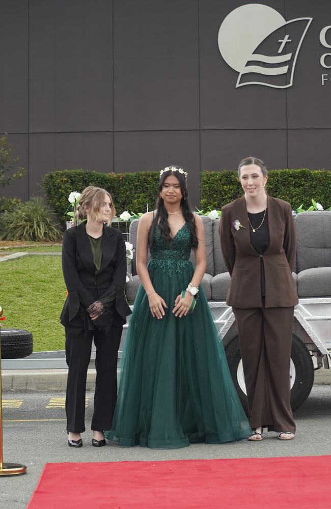 Caitlin, Chloe and Nicole at the Caloundra Christian College formal 2024