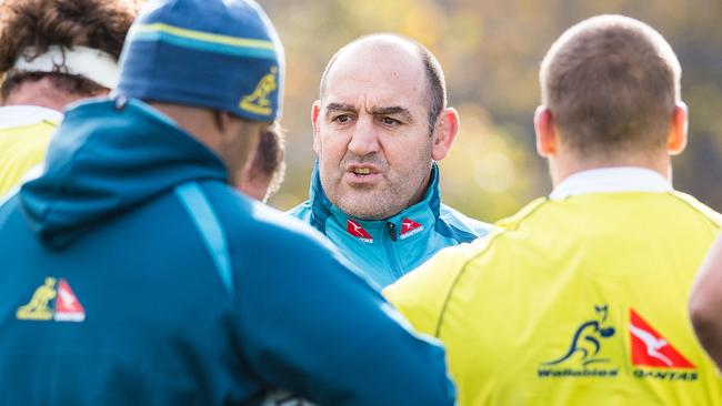 The Qantas Wallabies train at Gosch's Paddock ahead of the first June test against Fiji. Assistant coach Mario Ledesma. Picture: Stuart Walmsley/rugby.com.au