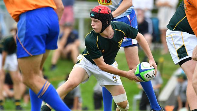 Villanova College player Caden Griffiths during the AIC First XV competition last year. He played scrumhalf but has shown his versatility by being a reliable wing for Easts.