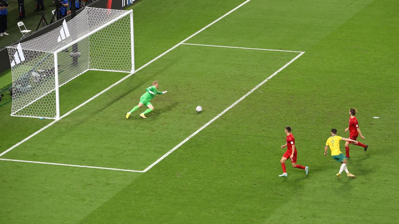 Mathew Leckie hit it low and hard and gave the keeper no chance. (Photo by Robert Cianflone/Getty Images)