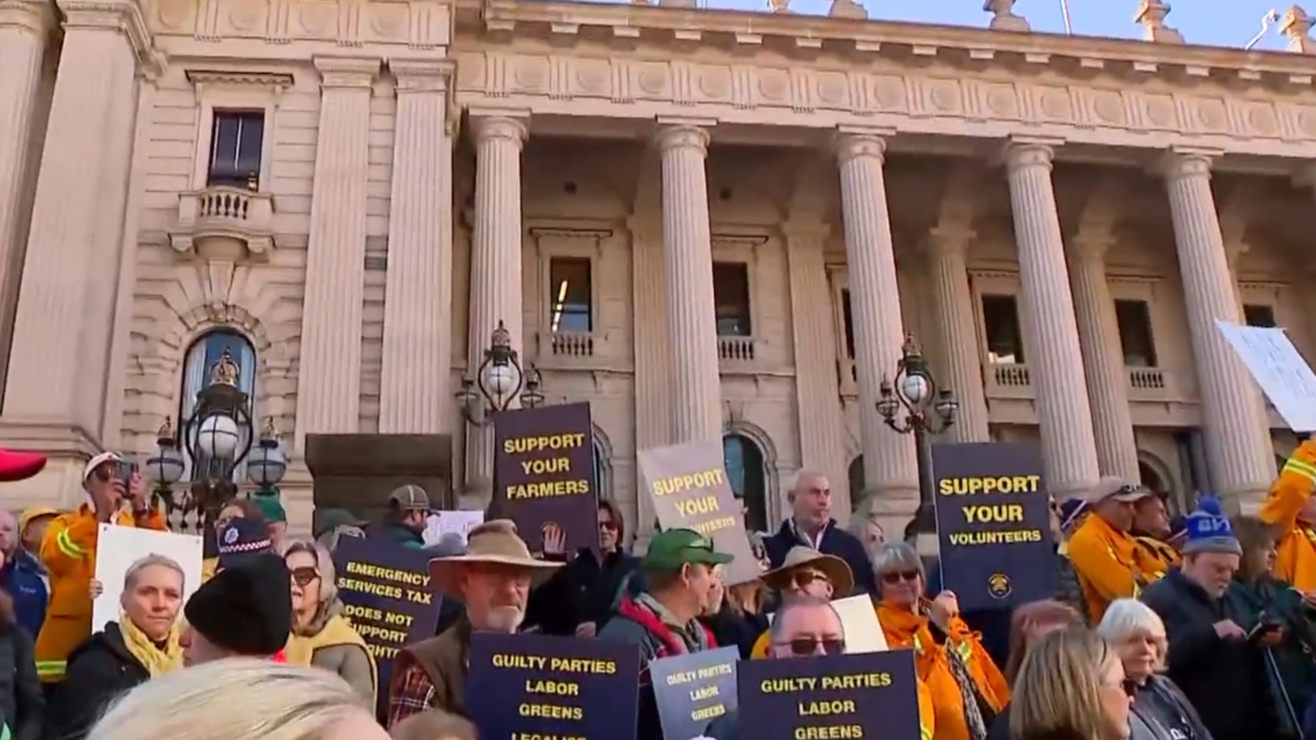 Firefighters and farmers gather in droves to protest Victoria’s emergency services levy