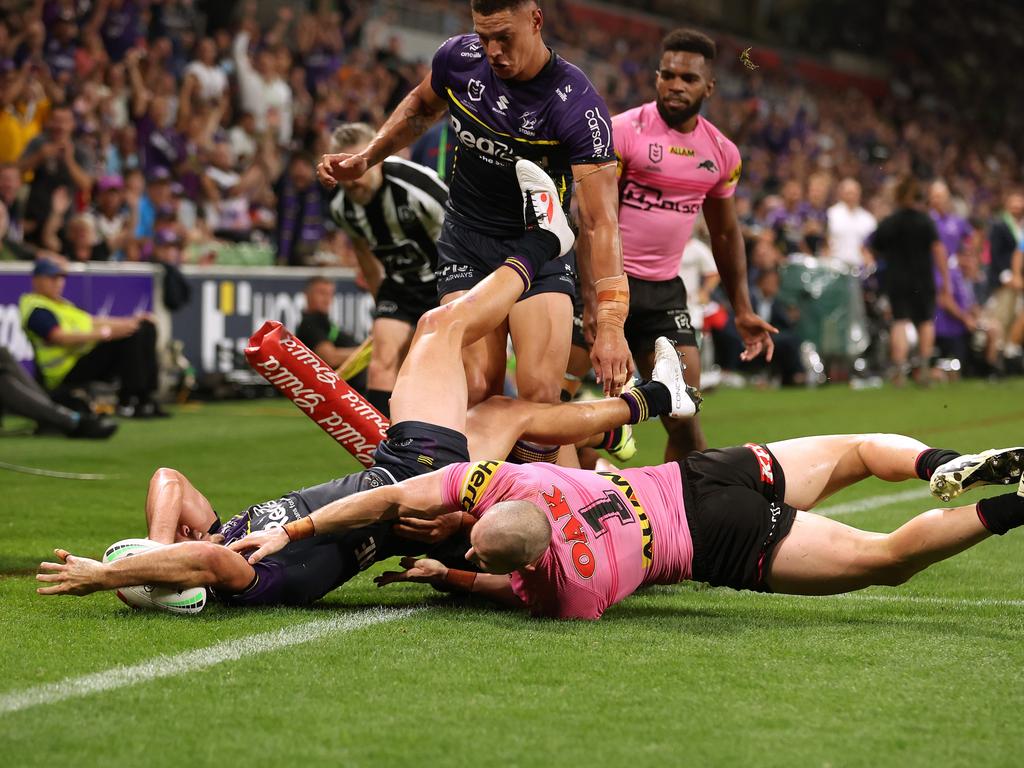 What a shot! Nick Meaney is denied by Dylan Edwards to close out the first half. Photo: Robert Cianflone/Getty Images