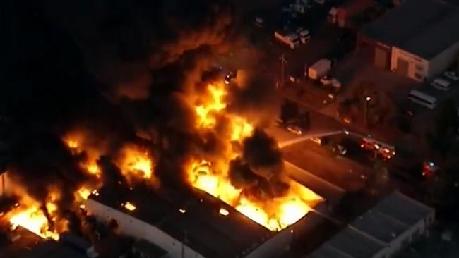 The fire started in Campbellfield at 6.40am. Picture: Channel Nine