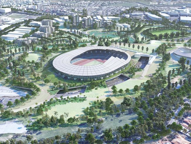 Artist impressions of the proposed 55,000-seat stadium at Victoria Park. Picture: ARCHIPELAGO