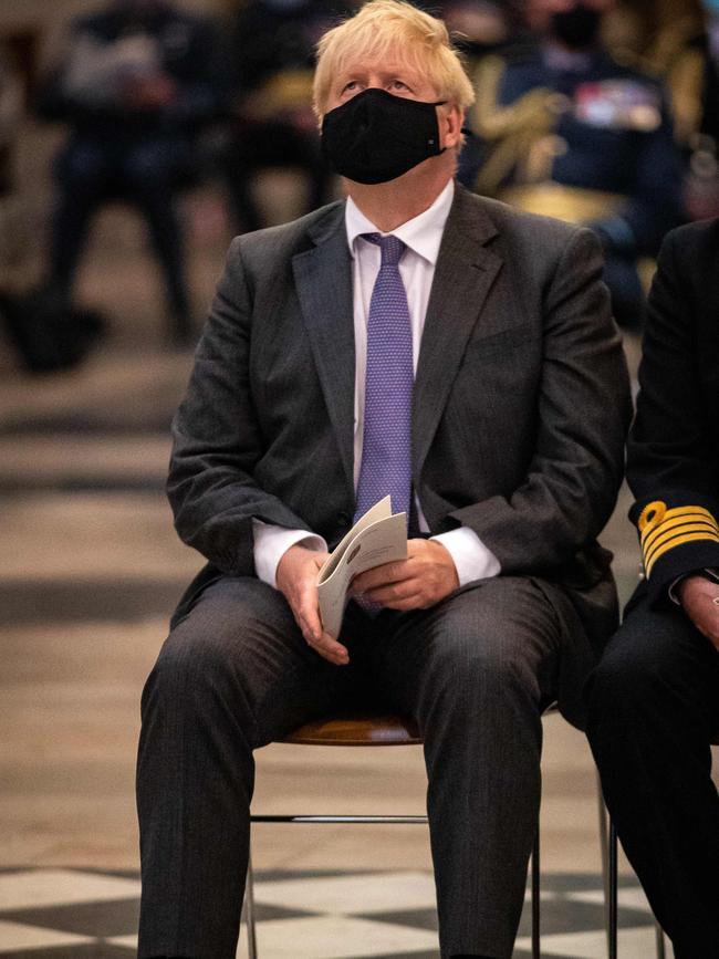 Boris Johnson attends a service marking the 80th anniversary of the Battle of Britain at Westminster Abbey. Picture: AFP.