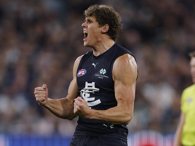 Carlton can’t afford to be too predictable in targeting Charlie Curnow, or Harry McKay. Picture: Michael Klein