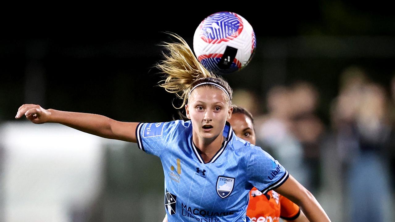 Sydney FC’s Zara Kruger heads the ball away. Picture: Getty Images