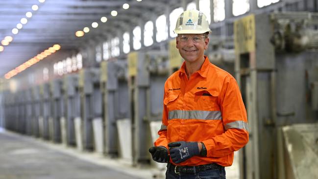 Rio Tinto CEO Jakob Stausholm during a visit to the company’s Boyne Aluminium smelter at Gladstone. Picture: Lyndon Mechielsen