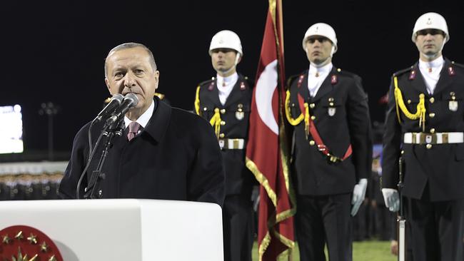 Turkish President Recep Tayyip Erdogan in Ankara last week. Picture: AP