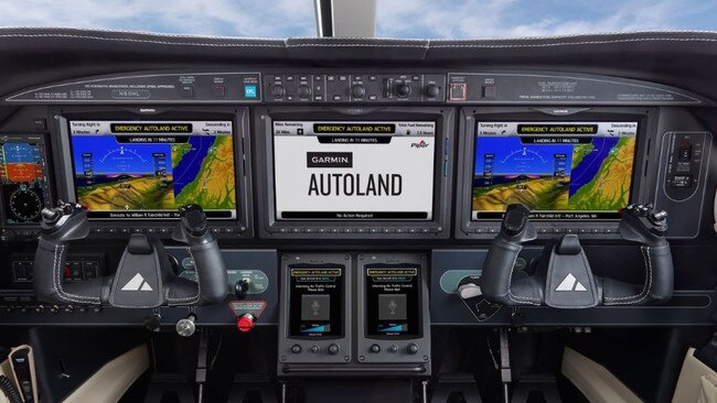 Garmin’s system, developed for Piper Aircraft, allows a pilot to land a plane in an emergency with the push of a button. Picture: Garmin