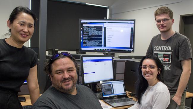 Cyber Challenge TAFE students Heeju Moss, Clinton Evans, Tayla Adams and Samuel Williams participated in the Cybersecurity Challenge this month. Photo: Supplied