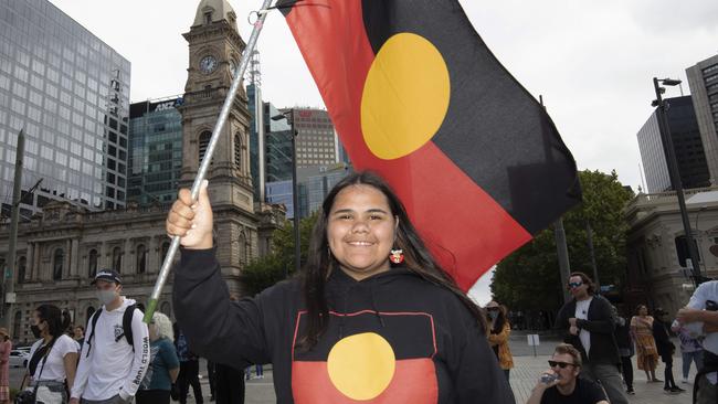 Stella Burgoyne, 17, told the crowd ‘black lives always have and always will matter’. Picture: NCA NewsWire/Emma Brasier