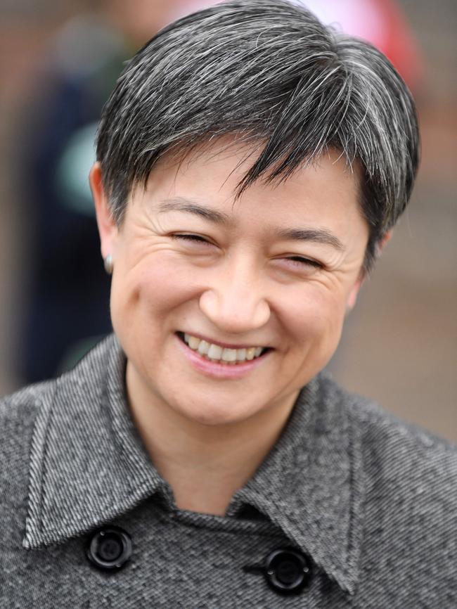 Labor Senator Penny Wong speaks to the media after voting at Goodwood Primary School. Pic: Tom Huntley