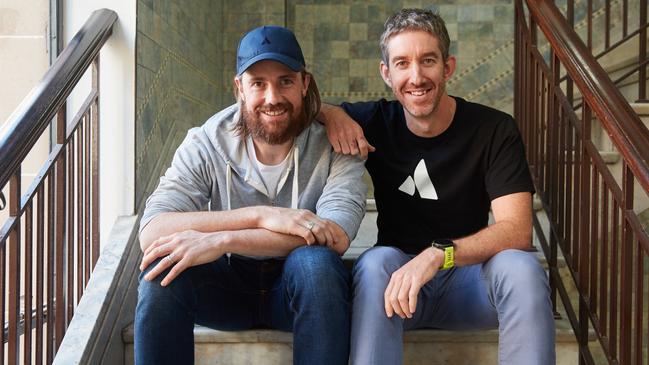 Mike Cannon-Brookes (baseball cap) comes in at number 4 with $26.2bn, while fellow founder of Atlassian, Scott Farquhar, is ranked at number 5 with $25.99bn in the 2022 edition of The List, published in The Australian on Friday.