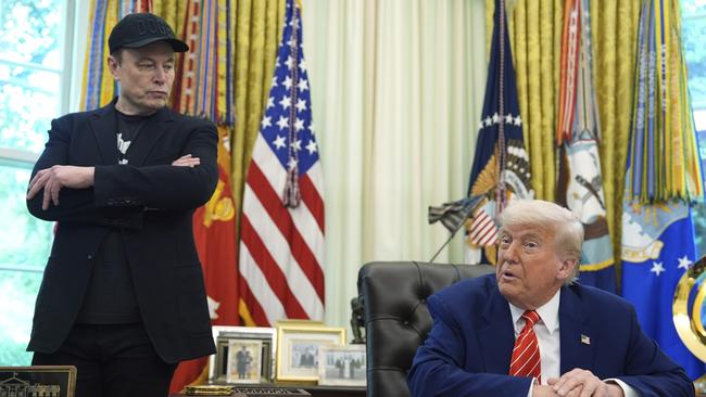 President Donald Trump with Elon Musk in the Oval Office of the White House. Picture: AP Photo/Evan Vucci