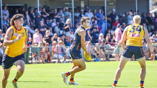 Riley Thilthorpe impressed in Adelaide’s internal trial at Port Lincoln. Picture: AFC