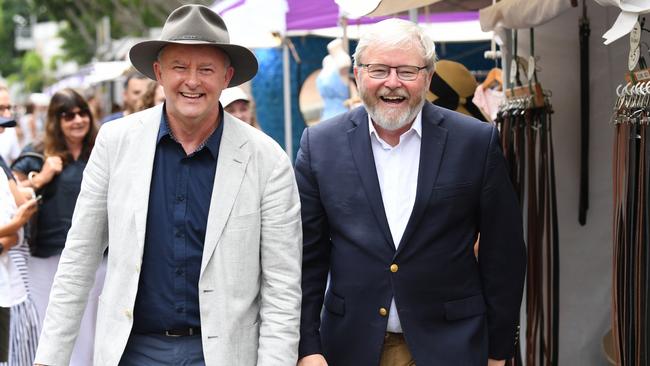 Captain’s Pick: Anthony Albanese and Kevin Rudd in 2021. Picture: AAP