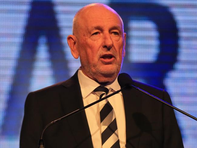 Geelong Football Club President Colin Carter address. Carji Greeves medal 2018. Picture: Peter Ristevski