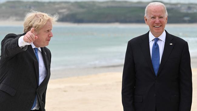 Britain's Prime Minister Boris Johnson and US President Joe Biden. Picture: AFP