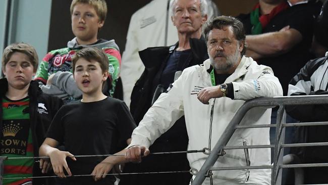 Russell Crowe owns 37.5 per cent of the Rabbitohs. Picture: Dean Lewins/AAP