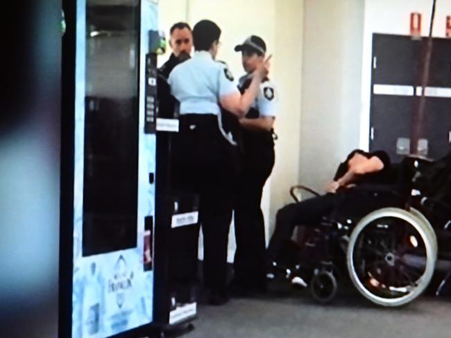 <s1>A television image of Grant Hackett at Melbourne airport following the alleged incident. Picture: Channel 7</s1>