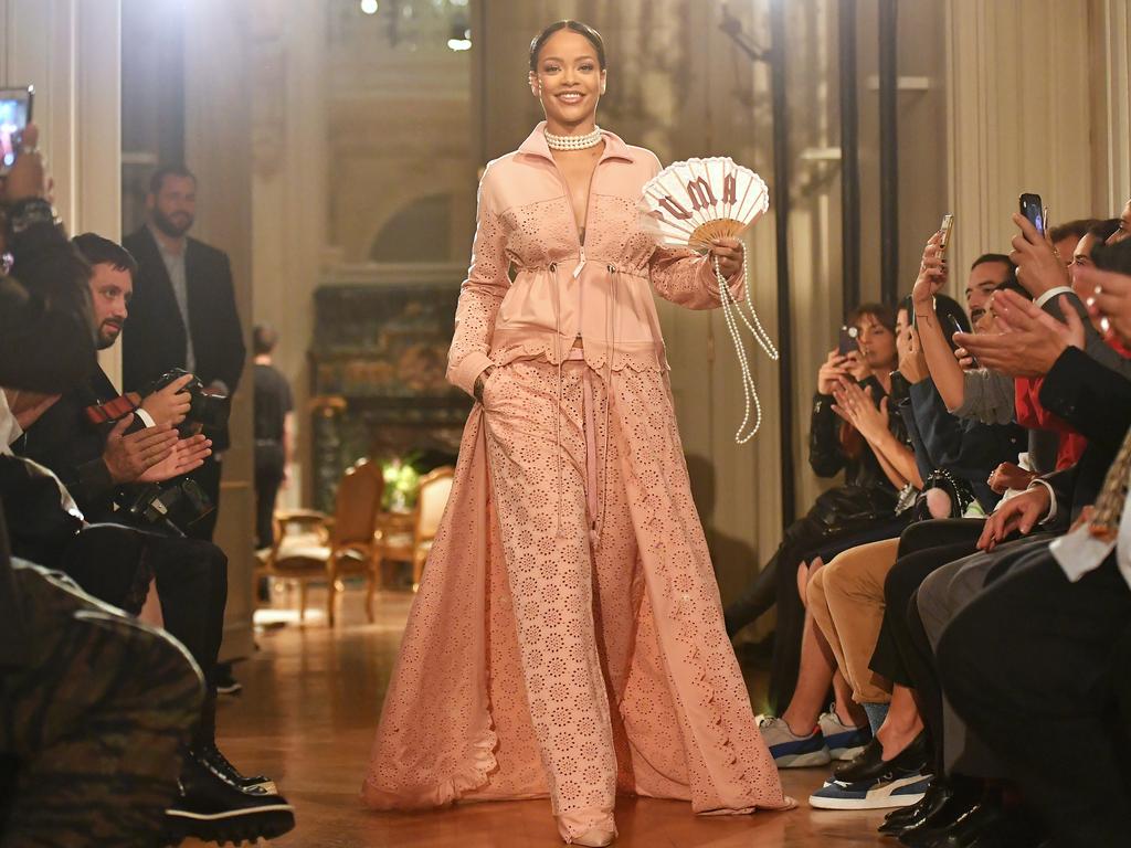 Rihanna walks the runway during FENTY x PUMA by Rihanna at Hotel Salomon de Rothschild on September 28, 2016 in Paris, France. Picture: Getty