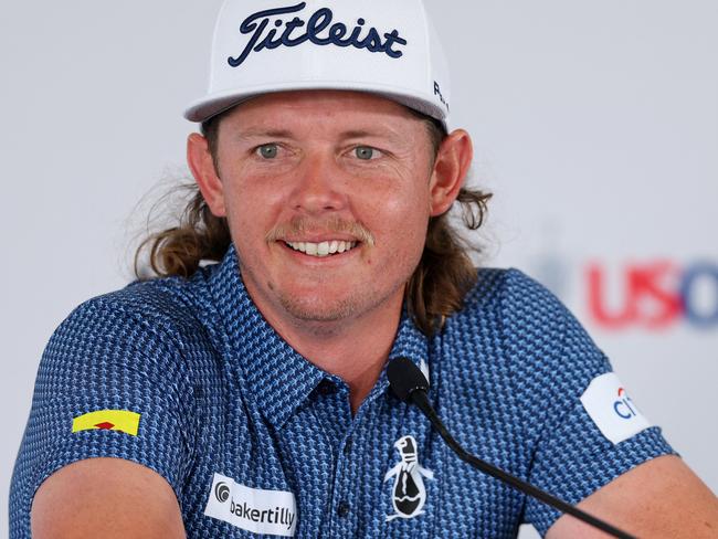 LOS ANGELES, CALIFORNIA - JUNE 12: Cameron Smith of Australia speaks to the media during a press conference prior to the 123rd U.S. Open Championship at The Los Angeles Country Club on June 12, 2023 in Los Angeles, California.   Andrew Redington/Getty Images/AFP (Photo by Andrew Redington / GETTY IMAGES NORTH AMERICA / Getty Images via AFP)