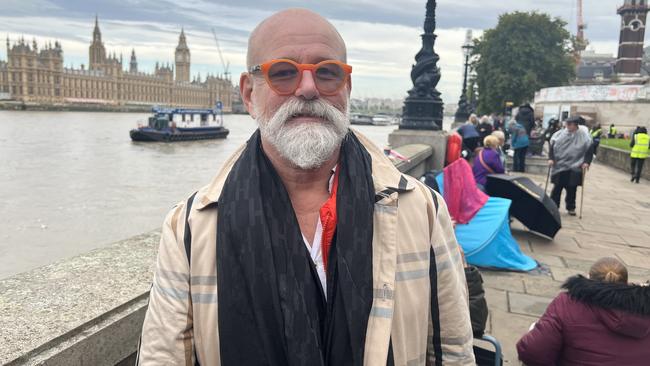 ‘Rain or shine’: Leigh Gregory, 58, queued overnight to view the Queen’s coffin. Picture: Chantelle Francis