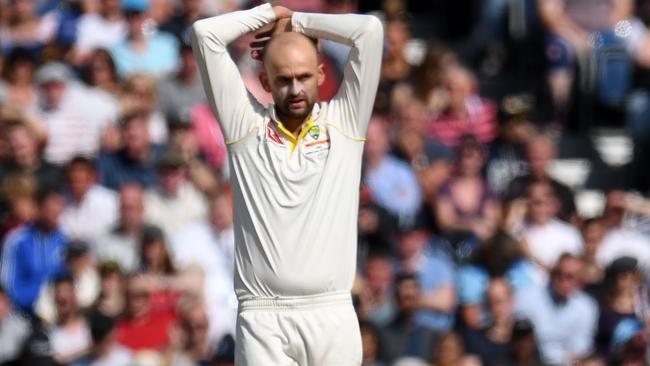 Nathan Lyon rues a close call. Picture: AFP