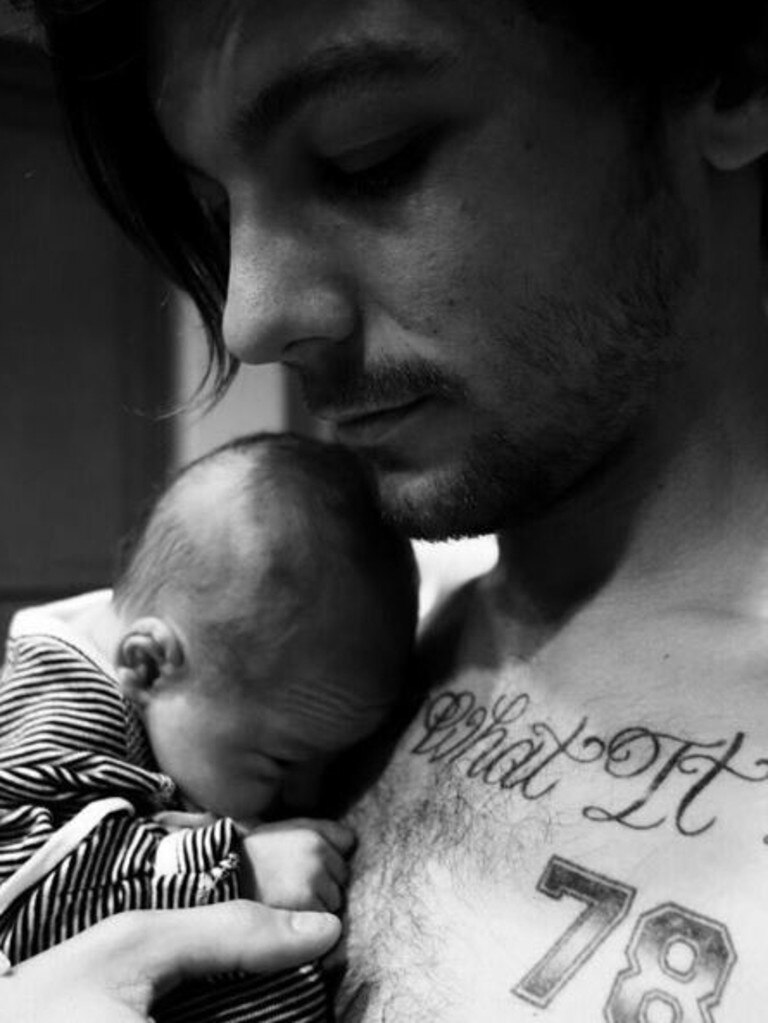 Louis Tomlinson and son Freddie. Picture: Supplied