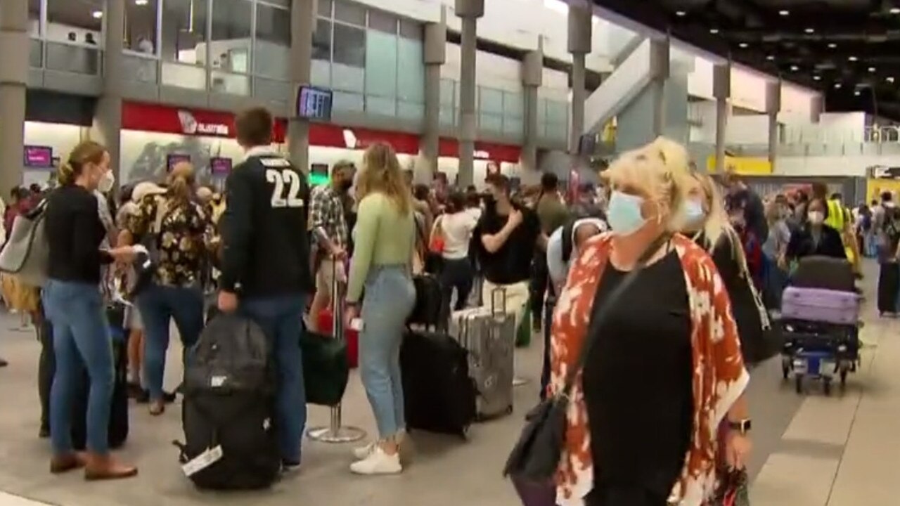 Delays are expected at Sydney Airport today due to bad weather. Picture: Nine News