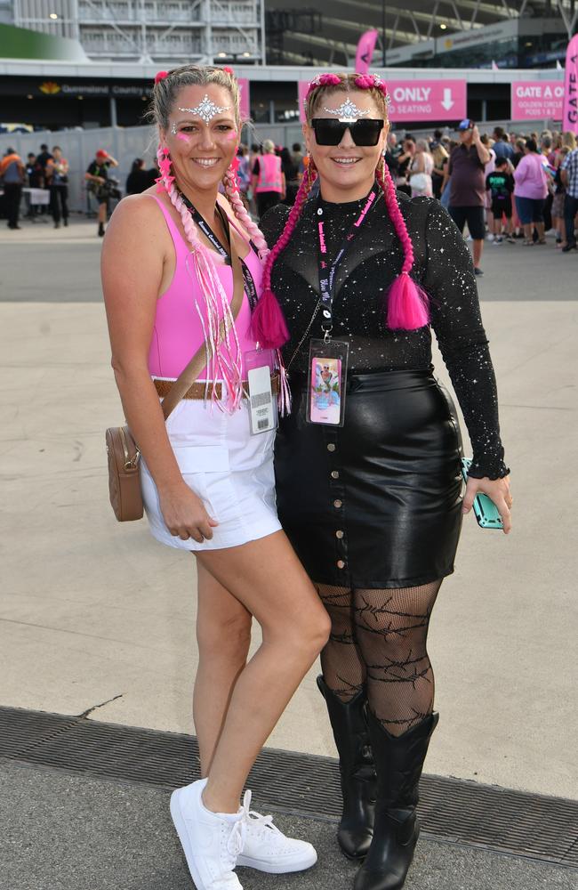 Socials at Pink convert at Townsville's Quensland Country Bank Stadium. Kayla Chard and Ashlee Cameron. Picture: Evan Morgan