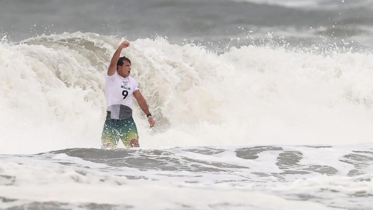 Julian Wilson thought he’d done enough after claiming the wave. Picture: Ryan Pierse/Getty