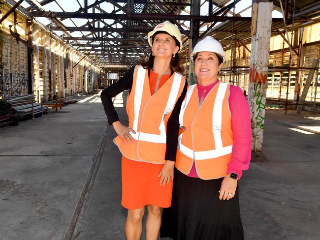 Northern Rail Yards site along Flinders Street, Townsville. Townsville Enterprise CEO Claudia Brumme-Smith and Cr Anne-Maree Greaney. Picture: Evan Morgan