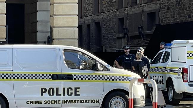 Police investigated a break-in at Adelaide's GPO building in the city on Monday morning. Picture: Dylan Hogarth