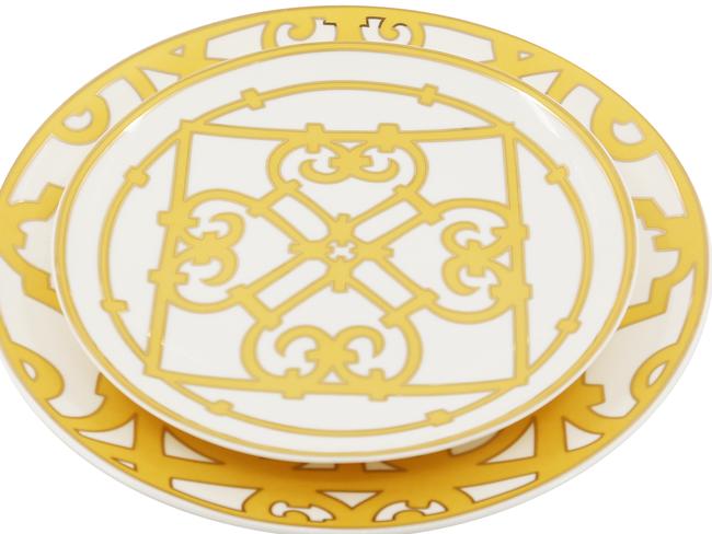 It’s almost mandatory to put dinnerware on your wedding register, and plain white plates just won’t cut it. The grander, the better. Marigold dinner set, $35 each, from Equestrian, idecorateweddings.com