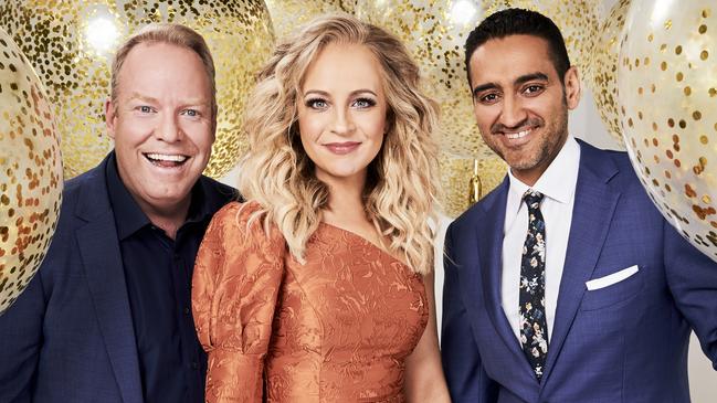 Peter Helliar, Carrie Bickmore and Waleed Aly are celebrating the 10th anniversary of The Project.