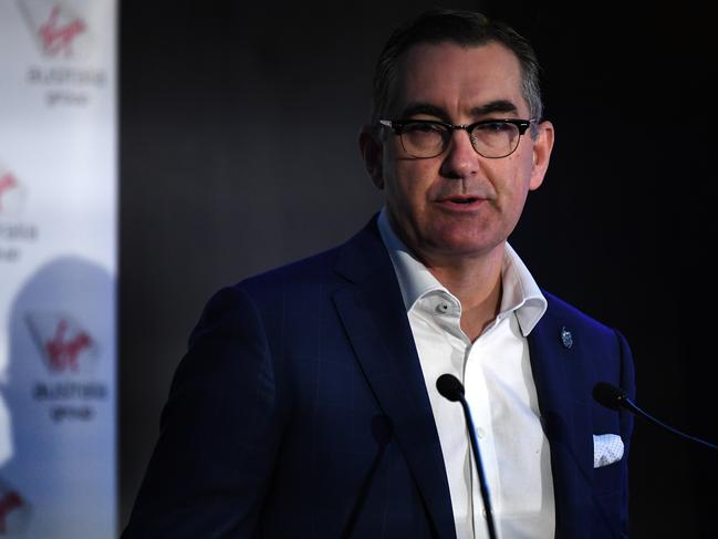 Virgin Australia CEO Paul Scurrah addresses shareholders at the company's annual general meeting in Brisbane. Pic: (AAP Image/Dan Peled)