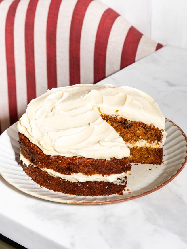 Elizabeth Hewson’s wholemeal carrot cake. Picture: Nikki To