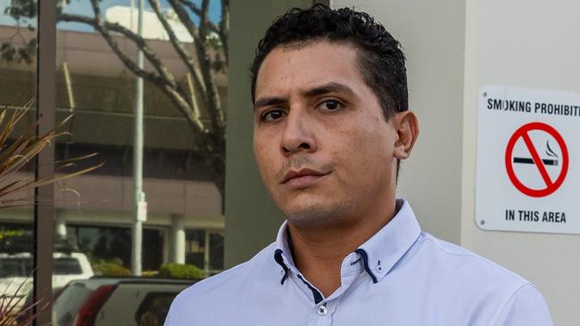 Yianis Dimitrios Skopellos leaving Darwin Local Court after being found guilty of failing to provide a minimum level of care to his dog Domino. Picture: Pema Tamang Pakhrin
