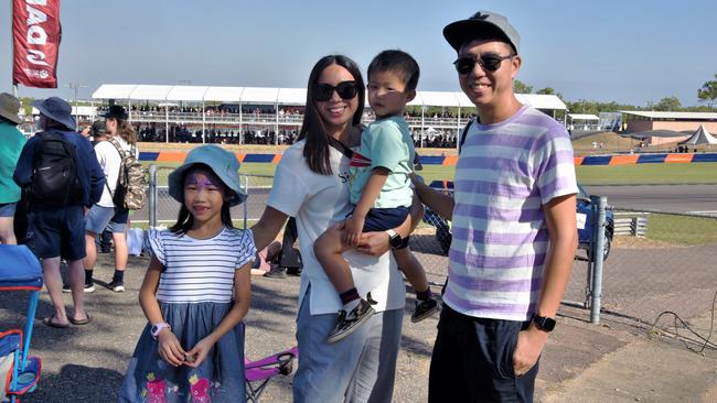 Giselle, Sandy and Ryan Lam, and Derrick Yuen at the 2023 Darwin Supercars. Picture: Fia Walsh