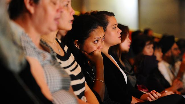 Family members of the MH370 during a multi-faith prayer service for the victims of the downed Malaysia Airlines Flight 17 near Kuala Lumpur, Friday, July 25, 2014.