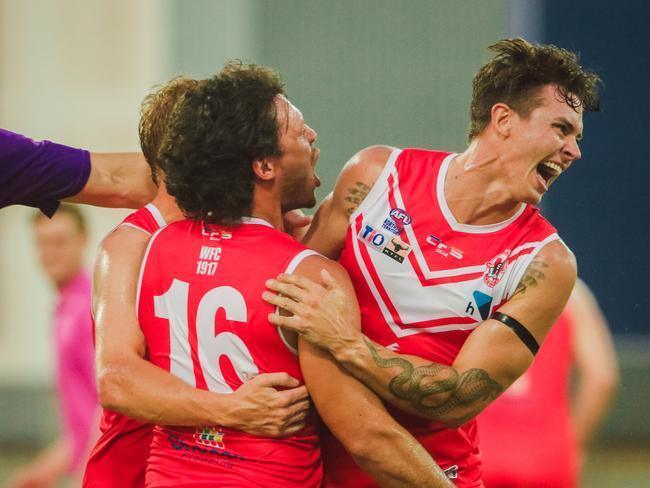 Cam Arnold celebrates a goal at TIO Stadium. Picture: Glenn Campbell