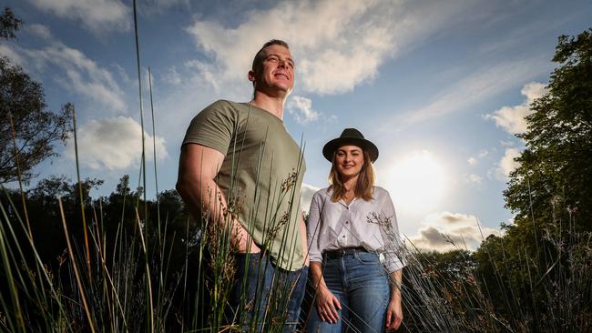 Hamish Taylor, a truck driver with Rio Tinto in the Pilbara, with partner Leah West. Picture: Colin Murty