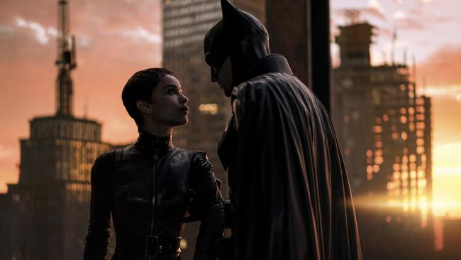 Robert Pattinson as the Caped Crusader and Zoe Kravitz as Selina Kyle have serious chemistry in The Batman.