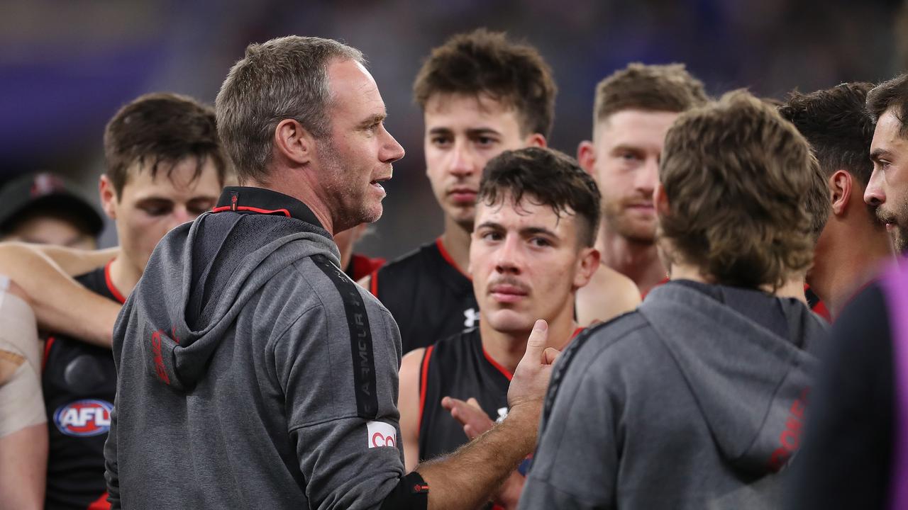 Essendon coach Ben Rutten is keeping his mind on the job despite Alastair Clarkson being linked to the Bombers. Picture: Getty Images