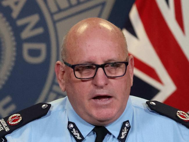 Acting Assistant Commissioner Andrew Massingham addresses the media about youth crime statistics, Police HQ Brisbane. Picture: Liam Kidston