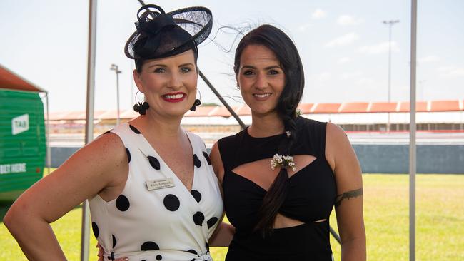 Kristy Appleford and Nadia E Silva at the 2023 Darwin Derby day. Picture: Pema Tamang Pakhrin